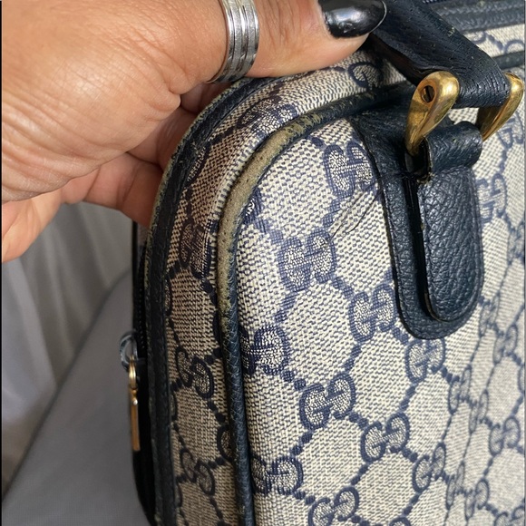 Authentic Gucci GG Web Monogram Design Handbag Matching Wallet - Navy - Picture 5 of 16